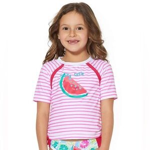 Tommy Bahama Size 10 Watermelon Stripped Print UVA 50 Beach Swim Rash Guard